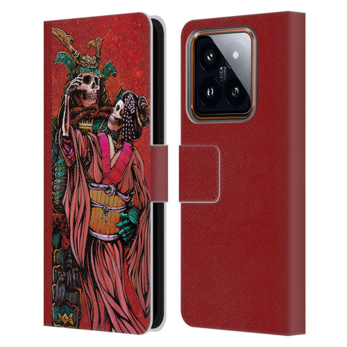 David Lozeau Colourful Art Samurai And Geisha Leather Book Wallet Case Cover For Xiaomi 14