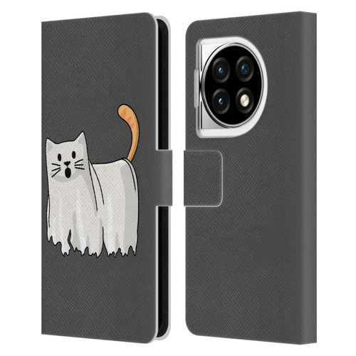 Beth Wilson Doodle Cats 2 Halloween Ghost Leather Book Wallet Case Cover For OPPO OnePlus Ace 3 5G