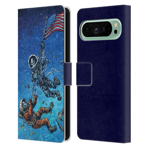 David Lozeau Skeleton Grunge Astronaut Battle Leather Book Wallet Case Cover For Google Pixel 9 Pro XL