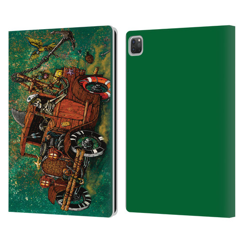 David Lozeau Skeleton Grunge Tiki Towing Leather Book Wallet Case Cover For Apple iPad Pro 13 M4 2024