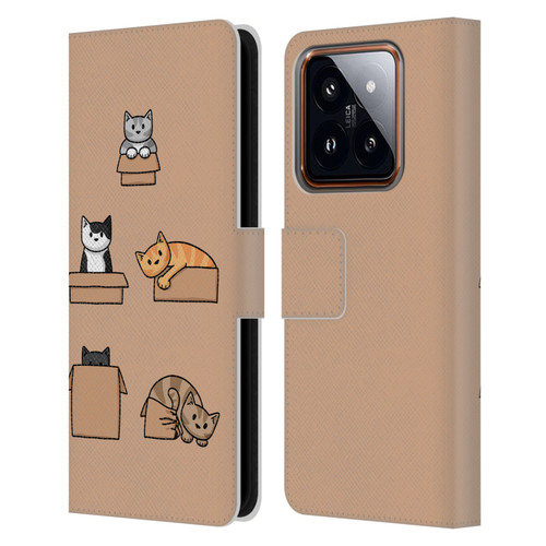 Beth Wilson Doodle Cats 2 Boxes Leather Book Wallet Case Cover For Xiaomi 14