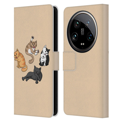 Beth Wilson Doodle Cats 2 Washing Time Leather Book Wallet Case Cover For Xiaomi 14 Ultra