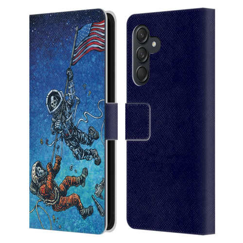 David Lozeau Skeleton Grunge Astronaut Battle Leather Book Wallet Case Cover For Samsung Galaxy M55 5G