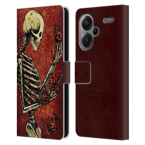 David Lozeau Skeleton Grunge Butterflies Leather Book Wallet Case Cover For Xiaomi Redmi Note 13 Pro Plus 5G