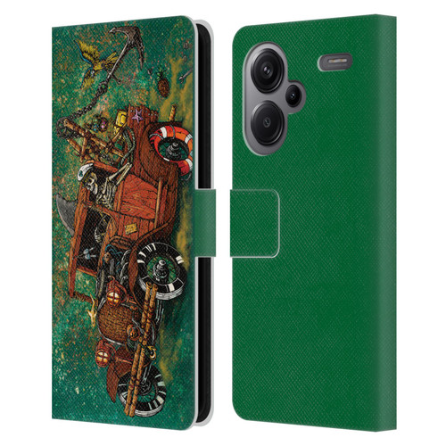 David Lozeau Skeleton Grunge Tiki Towing Leather Book Wallet Case Cover For Xiaomi Redmi Note 13 Pro Plus 5G