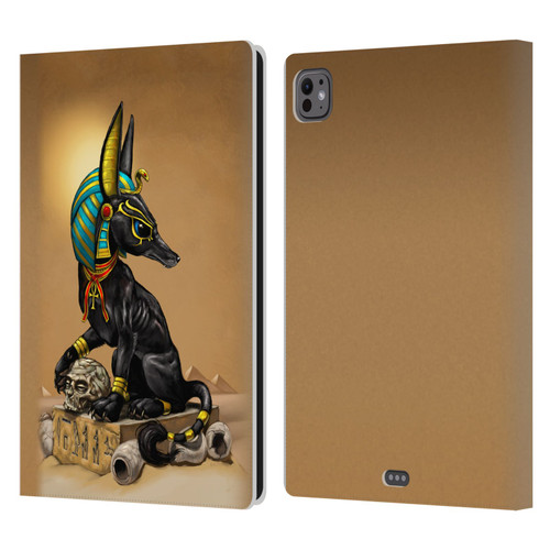 Stanley Morrison Art Egyptian Black Jackal Anubis Leather Book Wallet Case Cover For Apple iPad Pro 11 M4 2024