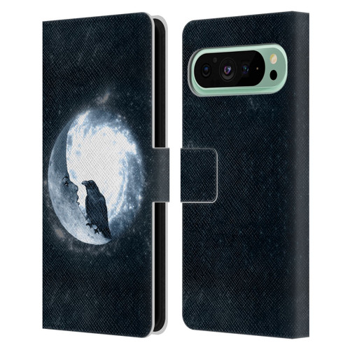 Barruf Animals Crow and Its Moon Leather Book Wallet Case Cover For Google Pixel 9 Pro XL