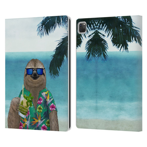Barruf Animals Sloth In Summer Leather Book Wallet Case Cover For Apple iPad Pro 13 M4 2024