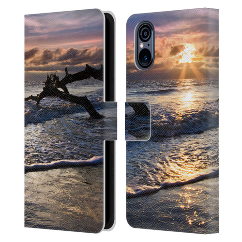 Celebrate Life Gallery Beaches Sparkly Water At Driftwood Leather Book Wallet Case Cover For Sony Xperia 5 V 5G