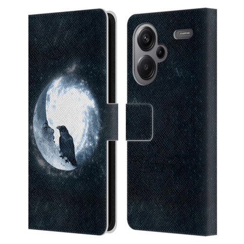 Barruf Animals Crow and Its Moon Leather Book Wallet Case Cover For Xiaomi Redmi Note 13 Pro Plus 5G