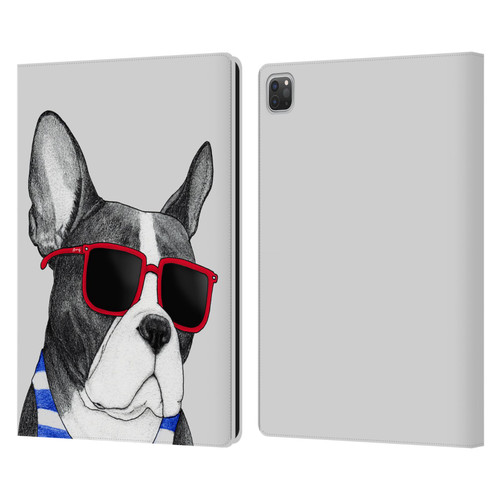 Barruf Dogs Frenchie Summer Style Leather Book Wallet Case Cover For Apple iPad Pro 13 M4 2024