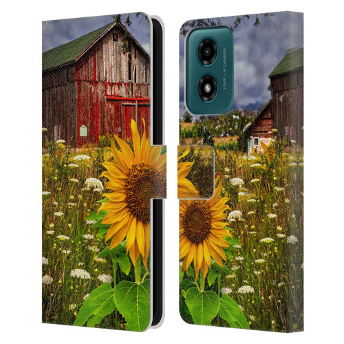 Celebrate Life Gallery Florals Barn Meadow Flowers Leather Book Wallet Case Cover For Motorola Moto G04/G04s/G24 4G