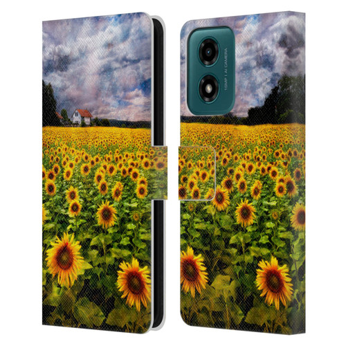 Celebrate Life Gallery Florals Dreaming Of Sunflowers Leather Book Wallet Case Cover For Motorola Moto G04/G04s/G24 4G