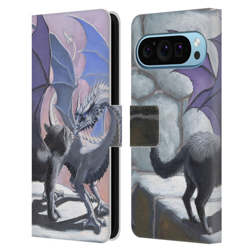 Stanley Morrison Dragons 2 Black Winged Cat Leather Book Wallet Case Cover For Google Pixel 9 / Pixel 9 Pro