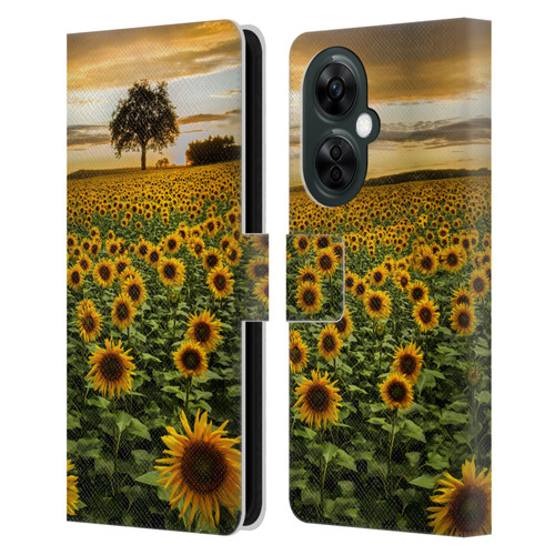 Celebrate Life Gallery Florals Big Sunflower Field Leather Book Wallet Case Cover For OnePlus Nord CE 3 Lite 5G