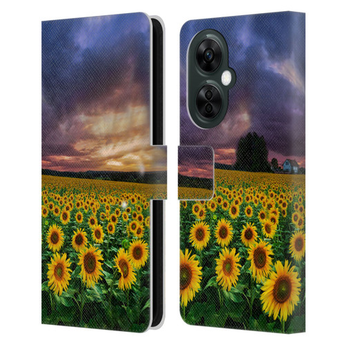 Celebrate Life Gallery Florals Stormy Sunrise Leather Book Wallet Case Cover For OnePlus Nord CE 3 Lite 5G