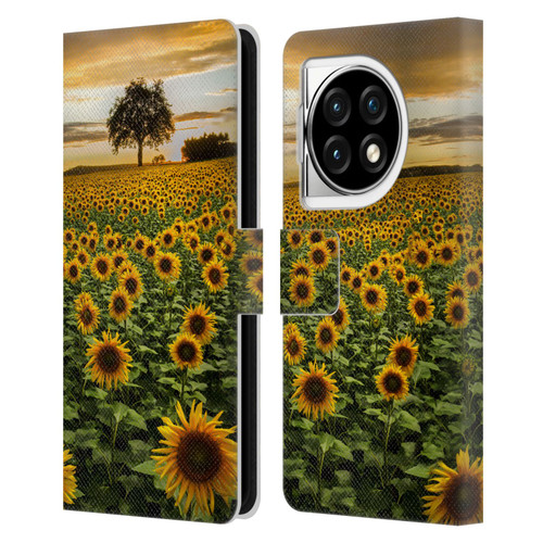 Celebrate Life Gallery Florals Big Sunflower Field Leather Book Wallet Case Cover For OPPO OnePlus Ace 3 5G