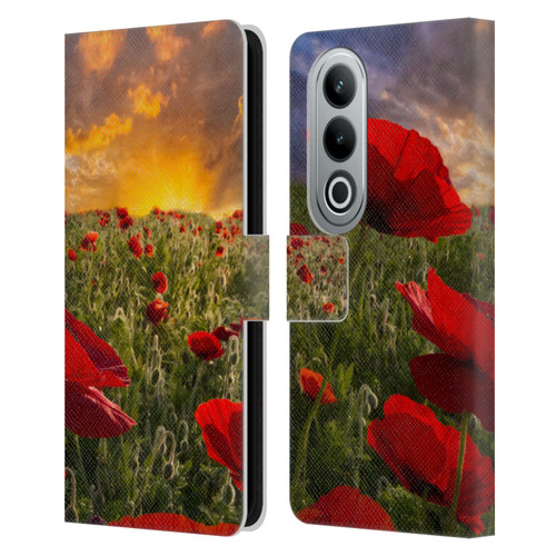 Celebrate Life Gallery Florals Red Flower Field Leather Book Wallet Case Cover For OPPO OnePlus Ace 3V 5G