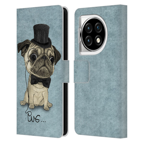Barruf Dogs Gentle Pug Leather Book Wallet Case Cover For OPPO OnePlus Ace 3 5G