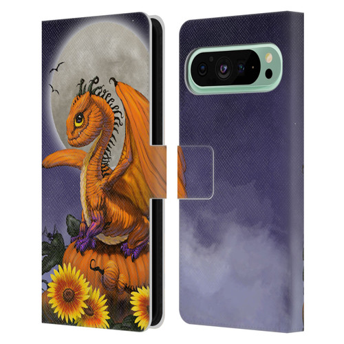 Stanley Morrison Dragons 3 Halloween Pumpkin Leather Book Wallet Case Cover For Google Pixel 9 Pro XL