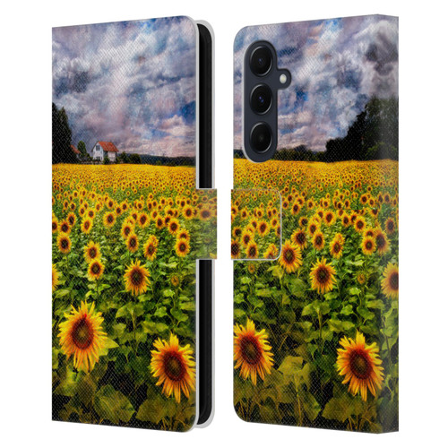 Celebrate Life Gallery Florals Dreaming Of Sunflowers Leather Book Wallet Case Cover For Samsung Galaxy A55 5G