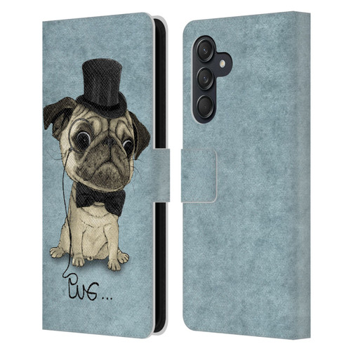 Barruf Dogs Gentle Pug Leather Book Wallet Case Cover For Samsung Galaxy M55 5G