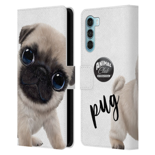 Animal Club International Faces Pug Leather Book Wallet Case Cover For Motorola Edge S30 / Moto G200 5G