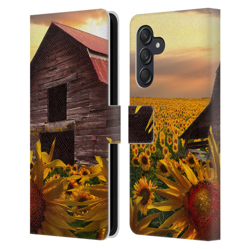 Celebrate Life Gallery Florals Sunflower Dance Leather Book Wallet Case Cover For Samsung Galaxy M55 5G