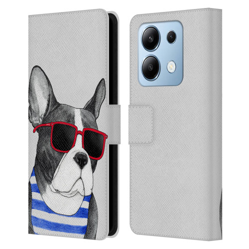 Barruf Dogs Frenchie Summer Style Leather Book Wallet Case Cover For Xiaomi Redmi Note 13/13 Pro 5G