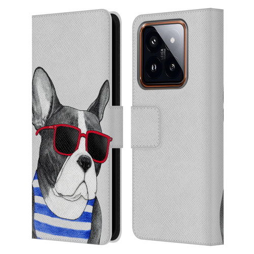 Barruf Dogs Frenchie Summer Style Leather Book Wallet Case Cover For Xiaomi 14