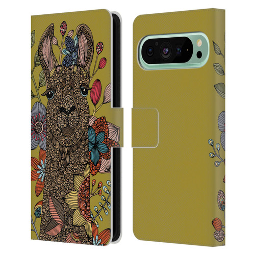 Valentina Animals And Floral Llama Leather Book Wallet Case Cover For Google Pixel 9 Pro XL