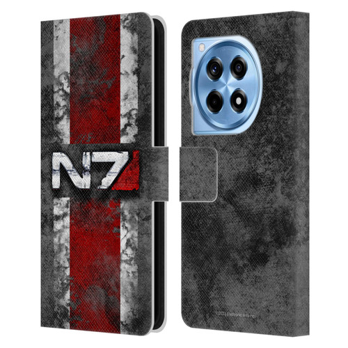 EA Bioware Mass Effect Graphics N7 Logo Distressed Leather Book Wallet Case Cover For OnePlus 12R