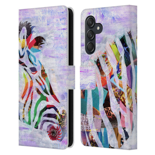 Artpoptart Animals Purple Zebra Leather Book Wallet Case Cover For Samsung Galaxy M55 5G