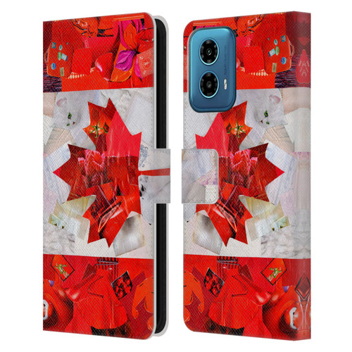 Artpoptart Flags Canada Leather Book Wallet Case Cover For Motorola Moto G34 5G