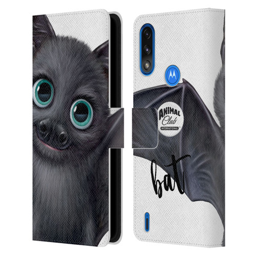 Animal Club International Faces Bat Leather Book Wallet Case Cover For Motorola Moto E7 Power / Moto E7i Power