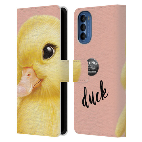 Animal Club International Faces Duck Leather Book Wallet Case Cover For Motorola Moto G41