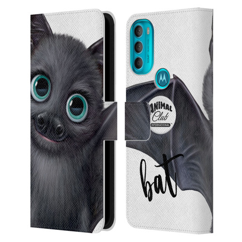 Animal Club International Faces Bat Leather Book Wallet Case Cover For Motorola Moto G71 5G