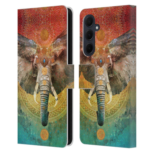 Jena DellaGrottaglia Animals Elephant Leather Book Wallet Case Cover For Samsung Galaxy A35 5G