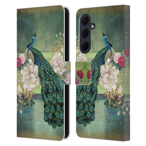 Jena DellaGrottaglia Animals Peacock Leather Book Wallet Case Cover For Samsung Galaxy A35 5G