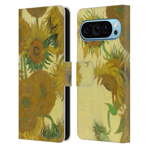 The National Gallery Art Sunflowers Leather Book Wallet Case Cover For Google Pixel 9 / Pixel 9 Pro