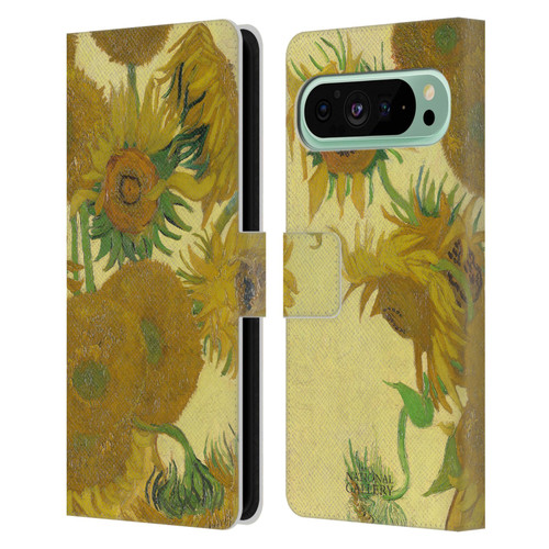 The National Gallery Art Sunflowers Leather Book Wallet Case Cover For Google Pixel 9 Pro XL