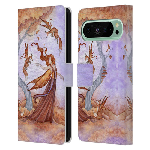 Amy Brown Lovely Fairies Autumn Companion Leather Book Wallet Case Cover For Google Pixel 9 Pro XL