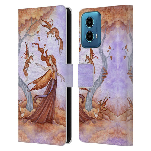 Amy Brown Lovely Fairies Autumn Companion Leather Book Wallet Case Cover For Motorola Moto G34 5G