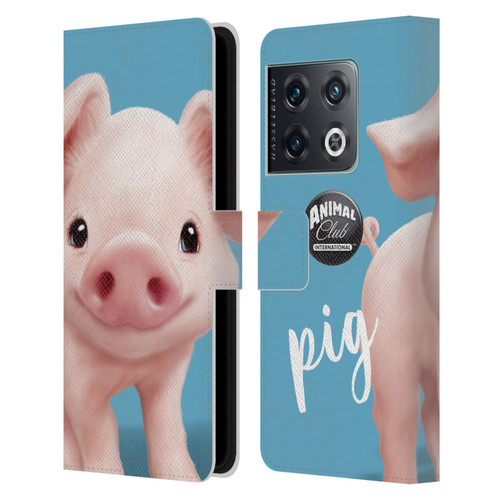 Animal Club International Faces Pig Leather Book Wallet Case Cover For OnePlus 10 Pro