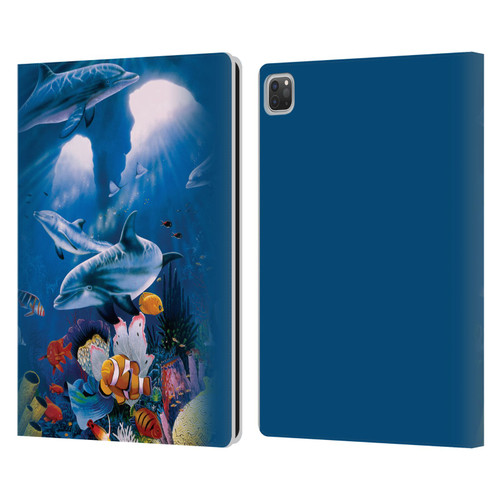 Graeme Stevenson Assorted Designs Dolphins Leather Book Wallet Case Cover For Apple iPad Pro 13 M4 2024
