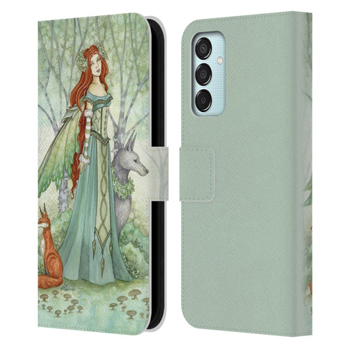 Amy Brown Magical Fairies Woodland Fairy With Fox & Wolf Leather Book Wallet Case Cover For Samsung Galaxy M15/F15 5G