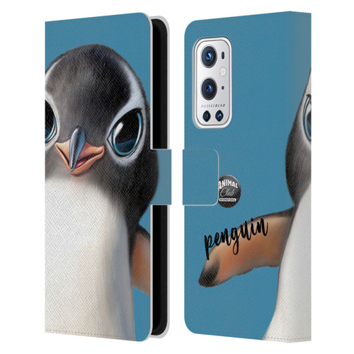 Animal Club International Faces Penguin Leather Book Wallet Case Cover For OnePlus 9 Pro