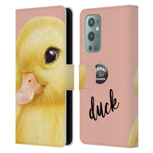 Animal Club International Faces Duck Leather Book Wallet Case Cover For OnePlus 9