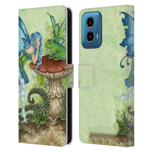 Amy Brown Pixies Frog Gossip Leather Book Wallet Case Cover For Motorola Moto G34 5G