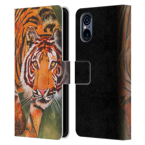 Graeme Stevenson Assorted Designs Tiger 1 Leather Book Wallet Case Cover For Sony Xperia 5 V 5G